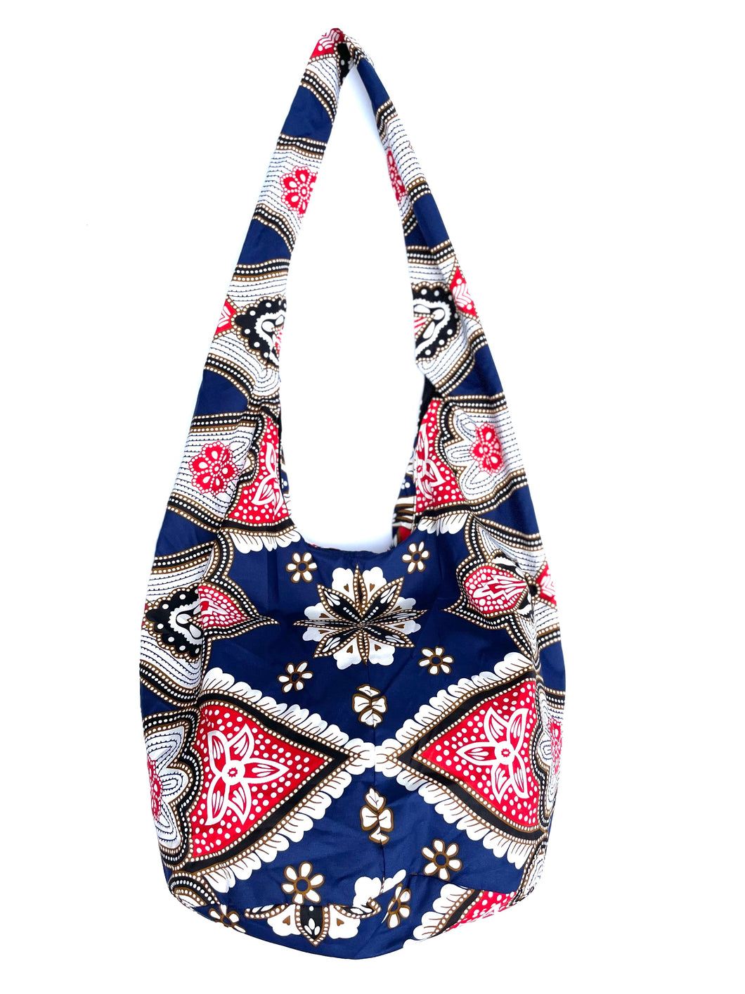 Red & Blue Print Slouch Bag